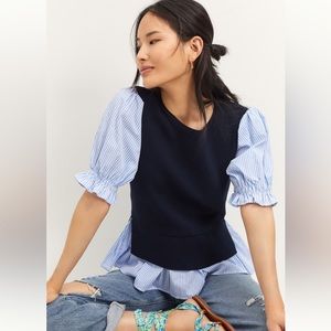 Anthropologie navy blue top
